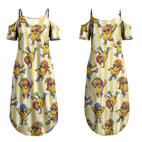 Funny Hawaii Mango Hip Hop Cartoon Couples Matching Summer Maxi Dress and Hawaiian Shirt Summer Beach Party