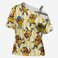 Funny Hawaii Mango Hip Hop Cartoon Cross Shoulder Shirt Summer Beach Party