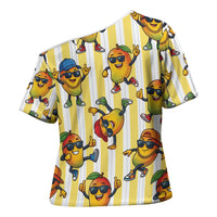 Funny Hawaii Mango Hip Hop Cartoon Cross Shoulder Shirt Summer Beach Party