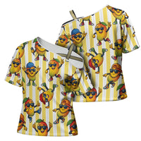 Funny Hawaii Mango Hip Hop Cartoon Cross Shoulder Shirt Summer Beach Party