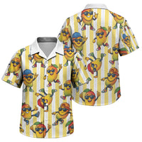 Funny Hawaii Mango Hip Hop Cartoon Family Matching Summer Maxi Dress and Hawaiian Shirt Summer Beach Party