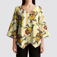 Funny Hawaii Mango Hip Hop Cartoon Kimono Sleeve Blouse Summer Beach Party