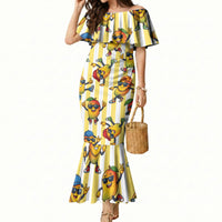 Funny Hawaii Mango Hip Hop Cartoon Mermaid Dress Summer Beach Party