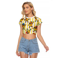 Funny Hawaii Mango Hip Hop Cartoon Raglan Cropped T Shirt Summer Beach Party