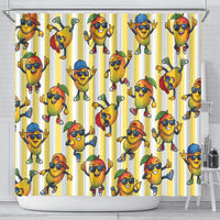 Funny Hawaii Mango Hip Hop Cartoon Shower Curtain Summer Beach Party