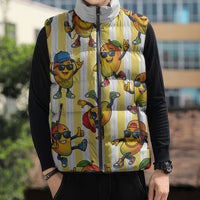 Funny Hawaii Mango Hip Hop Cartoon Sleeveless Puffer Jacket Summer Beach Party