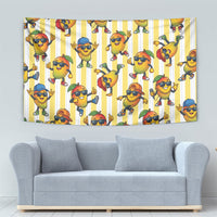 Funny Hawaii Mango Hip Hop Cartoon Tapestry Summer Beach Party