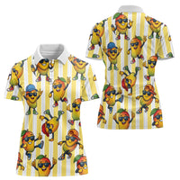 Funny Hawaii Mango Hip Hop Cartoon Women Polo Shirt Summer Beach Party