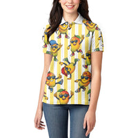 Funny Hawaii Mango Hip Hop Cartoon Women Polo Shirt Summer Beach Party