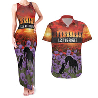 Personalised ANZAC Day Couples Matching Tank Maxi Dress and Hawaiian Shirt Remembering the Animals of War LT19 Purple - Polynesian Pride