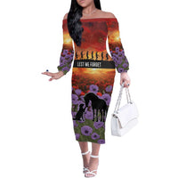 Personalised ANZAC Day Family Matching Off The Shoulder Long Sleeve Dress and Hawaiian Shirt Remembering the Animals of War