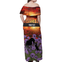 Personalised ANZAC Day Family Matching Off Shoulder Maxi Dress and Hawaiian Shirt Remembering the Animals of War LT19 - Polynesian Pride