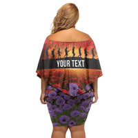 Personalised ANZAC Day Family Matching Off Shoulder Short Dress and Hawaiian Shirt Remembering the Animals of War