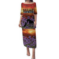 Personalised ANZAC Day Family Matching Puletasi and Hawaiian Shirt Remembering the Animals of War LT19 Mom's Dress Purple - Polynesian Pride