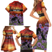 Personalised ANZAC Day Family Matching Short Sleeve Bodycon Dress and Hawaiian Shirt Remembering the Animals of War