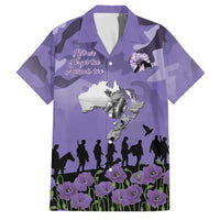 ANZAC Day Family Matching Off Shoulder Short Dress and Hawaiian Shirt Lest We Forget the Animals Too LT19 Dad's Shirt - Short Sleeve Purple - Polynesian Pride