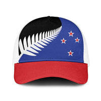 New Zealand Baseball Net Cap National Flag Style LT19 One Size White Blue - Polynesian Pride