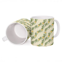 Hawaiian Pikake Maile Lei Ceramic Mug Tiare Hibiscus Kalo Palapalai Leaf Beige LT19 - Polynesian Pride