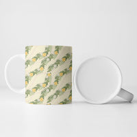 Hawaiian Pikake Maile Lei Ceramic Mug Tiare Hibiscus Kalo Palapalai Leaf Beige LT19 - Polynesian Pride