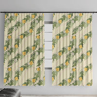 Hawaiian Pikake Maile Lei Window Curtain Tiare Hibiscus Kalo Palapalai Leaf Beige LT19 With Hooks Beige - Polynesian Pride