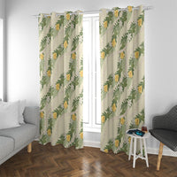 Hawaiian Pikake Maile Lei Window Curtain Tiare Hibiscus Kalo Palapalai Leaf Beige LT19 With Grommets Beige - Polynesian Pride