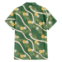Hawaiian Pikake Maile Lei Family Matching Summer Maxi Dress and Hawaiian Shirt Tiare Hibiscus Kalo Palapalai Leaf Green LT19 - Polynesian Pride
