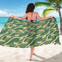 Hawaiian Pikake Maile Lei Sarong Tiare Hibiscus Kalo Palapalai Leaf Green LT19 - Polynesian Pride