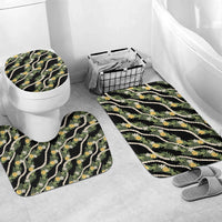 Hawaiian Pikake Maile Lei Bathroom Set Tiare Hibiscus Kalo Palapalai Leaf Black
