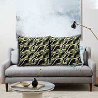 Hawaiian Pikake Maile Lei Pillow Cover Tiare Hibiscus Kalo Palapalai Leaf Black LT19 - Polynesian Pride