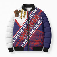 American Samoa Flag Day Bomber Puffer Jacket Polynesian Tribal Tattoo Eagle Art LT19 Unisex Navy - Polynesian Pride
