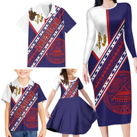 American Samoa Flag Day Family Matching Long Sleeve Bodycon Dress and Hawaiian Shirt Polynesian Tribal Tattoo Eagle Art LT19 - Polynesian Pride