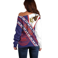 American Samoa Flag Day Off Shoulder Sweater Polynesian Tribal Tattoo Eagle Art LT19 - Polynesian Pride