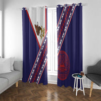 American Samoa Flag Day Window Curtain Polynesian Tribal Tattoo Eagle Art LT19 With Grommets Navy - Polynesian Pride