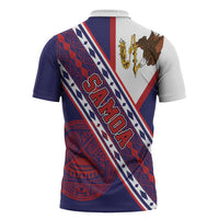 American Samoa Flag Day Zipper Polo Shirt Polynesian Tribal Tattoo Eagle Art LT19 - Polynesian Pride