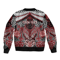 Aotearoa Iwi Ngati Toa Personalised Sleeve Zip Bomber Jacket Maori Kowhaiwhai Pattern