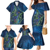 New Zealand Takahe Personalised Family Matching Mermaid Dress and Hawaiian Shirt Silver Fern Galaxy Polynesian Pattern LT22 - Polynesian Pride