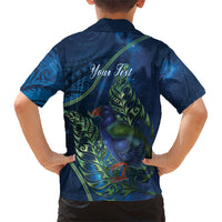 New Zealand Takahe Personalised Family Matching Off The Shoulder Long Sleeve Dress and Hawaiian Shirt Silver Fern Galaxy Polynesian Pattern LT22 - Polynesian Pride