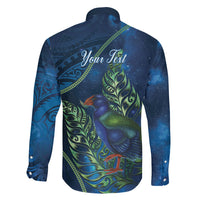 New Zealand Takahe Personalised Family Matching Puletasi and Hawaiian Shirt Silver Fern Galaxy Polynesian Pattern