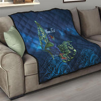 New Zealand Takahe Personalised Quilt Silver Fern Galaxy Polynesian Pattern