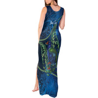 New Zealand Takahe Personalised Tank Maxi Dress Silver Fern Galaxy Polynesian Pattern