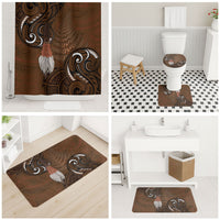 New Zealand Taiaha Bathroom Set Maori Weapon Silver Fern Maori Pattern