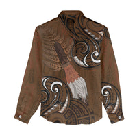 New Zealand Taiaha Women Casual Shirt Maori Weapon Silver Fern Maori Pattern