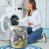 New Zealand Fantail Bird Laundry Basket Maori Piwakawaka Kowhai Maori Pattern