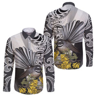 New Zealand Fantail Bird Family Matching Mermaid Dress and Hawaiian Shirt Maori Piwakawaka Kowhai Maori Pattern