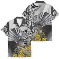 New Zealand Fantail Bird Family Matching Summer Maxi Dress and Hawaiian Shirt Maori Piwakawaka Kowhai Maori Pattern