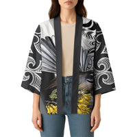 New Zealand Fantail Bird Kimono Maori Piwakawaka Kowhai Maori Pattern