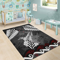 New Zealand Weka Personalised Area Rug Aotearoa Hen Silver Fern Maori Pattern