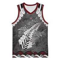 New Zealand Weka Personalised Basketball Jersey Aotearoa Hen Silver Fern Maori Pattern