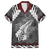 New Zealand Weka Personalised Family Matching Long Sleeve Bodycon Dress and Hawaiian Shirt Aotearoa Hen Silver Fern Maori Pattern LT22 Dad's Shirt - Short Sleeve Black - Polynesian Pride