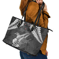 New Zealand Weka Personalised Leather Tote Bag Aotearoa Hen Silver Fern Maori Pattern